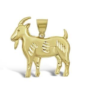 Goat Pendant Real 10kt Gold Charm 1.5"